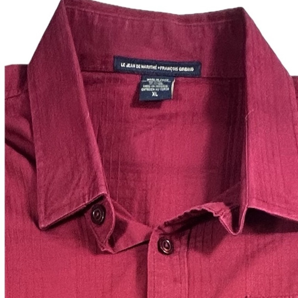 Vintage Marithe Francois Girbaud Shirt Mens XL Burgundy Long Slv Button Up Y2K